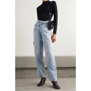 Agolde Criss Cross Jeans Sz 25 Blue Denim Light Wash